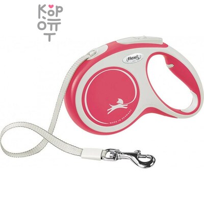 flexi рулетка NEW LINE Comfort M (до 25 кг) лента 5 м серый/красный