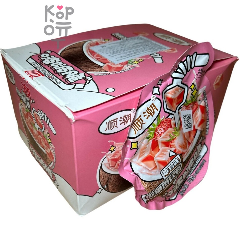 Кокосовый напиток Youweike с кусочками и вкусом клубники, 70гр.