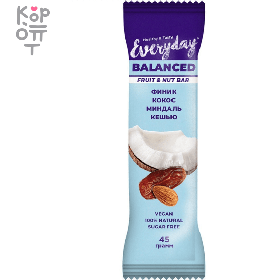 Батончик фруктово-ореховый с кокосом и миндалем Everyday Balanced, 45гр., купить с доставкой на дом фото 1 — Корейские товары для всей семьи(КорОпт)