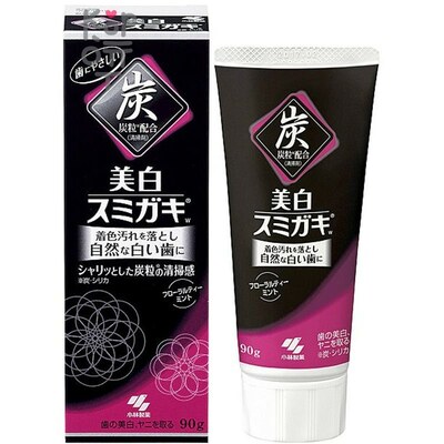 KOBAYASHI Паста зубная отбеливающая с углем и ароматом цветочного чая, 90гр.