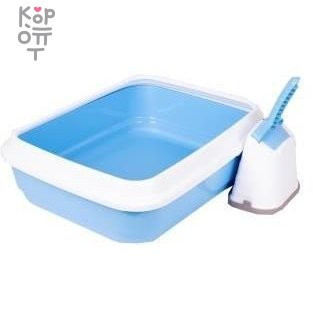 IMAC туалет-лоток для кошек DUO с совочком на подставке 59х40х28h см, голубой — Корейские товары для всей семьи(КорОпт)