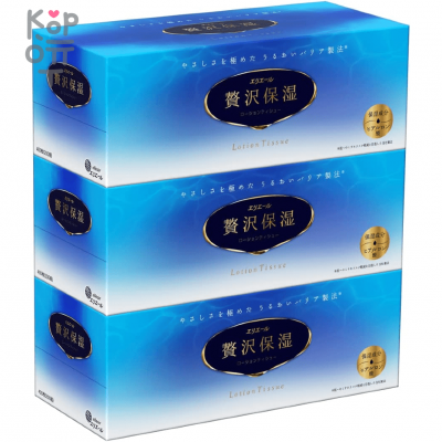 Daio Paper Elleair Luxury Moisturizer Tissues - Салфетки двухслойные 3уп.*200шт. в спайке