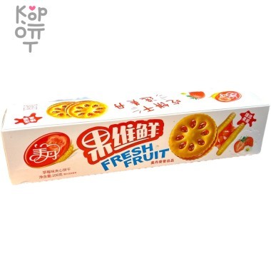 Fresh Fruit Cakes - Злаковое печенье с кремовой начинкой и вкусом клубники — Корейские товары для всей семьи(КорОпт)