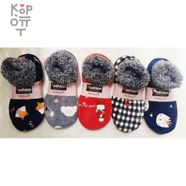 Носки-тапочки женские с мехом с антискользящей подошвой, размер 36-40, Ю.Корея     — Корейские товары для всей семьи(КорОпт)