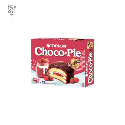 Orion — Choco Pie Raspberry — Пирожное Orion Choco Pie с малиновой начинкой, 360 г — коробка 8 шт