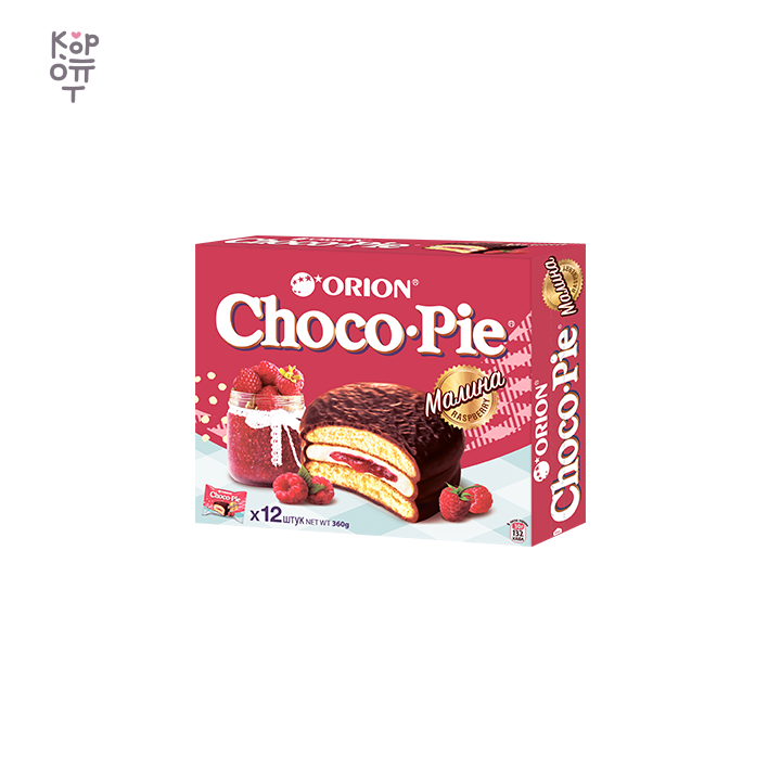 Orion — Choco Pie Raspberry — Пирожное Orion Choco Pie с малиновой начинкой, 360 г — коробка 8 шт