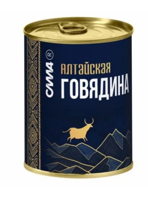 СИЛА — Altai Beef Stew — Говядина тушёная Алтайская, Золотая серия, 340 г — коробка 24 шт