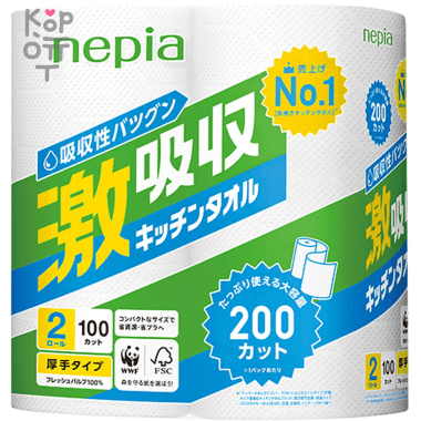 NEPIA Кухонные бумажные полотенца 100 отрезков. — Корейские товары для всей семьи(КорОпт)