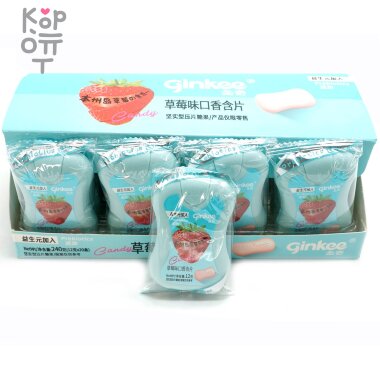 Освежающая карамель Холодок Ginkee Prebiotics с пребиотиками и фруктовым вкусом Клубники &mdash; Корейские товары для всей семьи(КорОпт)