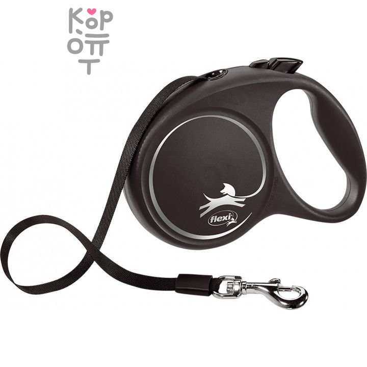 flexi рулетка Black Design L (до 50кг.) 5 м лента черный/серебро