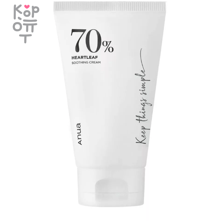 Anua Heartleaf 70% Soothing Cream - Крем для лица смягчающий с экстрактом Гуттунии 100мл., купить с доставкой на дом Смягчающий крем для лица с экстрактом хауттюйнии направлен на комфортное увлажнение кожи, а также на успокаивающее действие и устранение покраснений. 