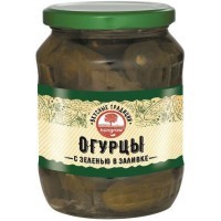 Hungrow Огурчики маринованые в заливке с зеленью, 680 г