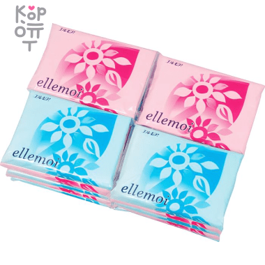 Kami Shodji ELLEMOI - Бумажные двухслойные салфетки (платочки) 10шт., упаковка 20 пачек. — Корейские товары для всей семьи(КорОпт)
