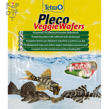 TetraPleco Veggie Wafers корм-пластинки с добавлением цуккини для донных рыб 15 г &mdash; Корейские товары для всей семьи(КорОпт)
