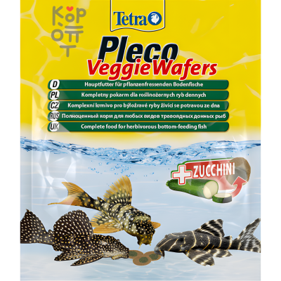 TetraPleco Veggie Wafers корм-пластинки с добавлением цуккини для донных рыб 15гр.