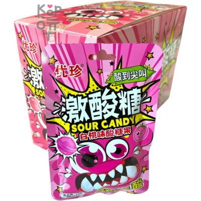 Кислая леденцовая карамель Sour Candy - Жутко кислые конфеты со вкусом Персика