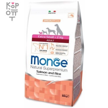 Monge Dog Speciality Extra Small корм для взрослых собак миниатюрных пород лосось с рисом 800г — Корейские товары для всей семьи(КорОпт)