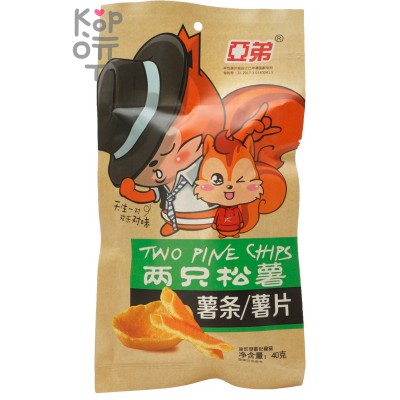 Картофельные чипсы Two Pine Chips Картофель фри, Две белочки, 40гр.