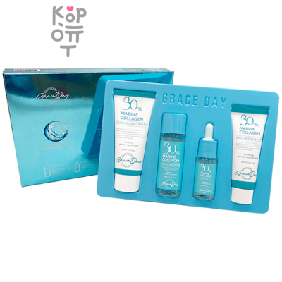 Grace Day Collagen 30% Kit - Увлажняющий набор для лица с 30% коллагеном, 4 средства