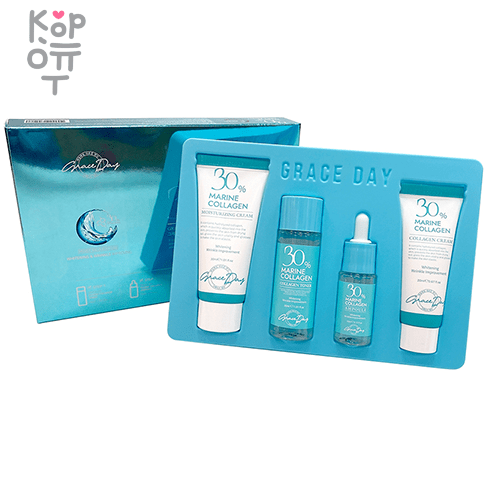 Grace Day Collagen 30% Kit - Увлажняющий набор для лица с 30% коллагеном, 4 средства
