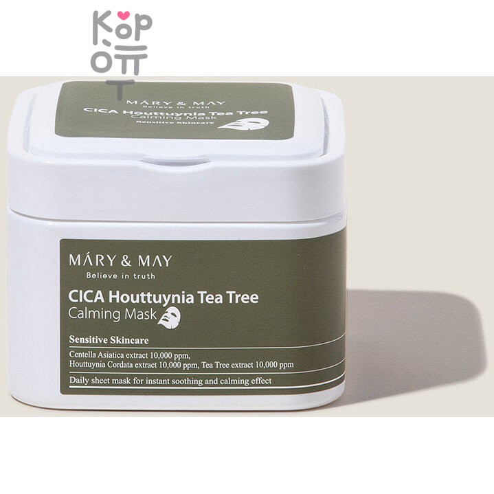 Mary&May CICA Houttuynia Tea Tree Calming Mask - Успокаивающие тканевые маски с чайным деревом 30 шт/ 400 г