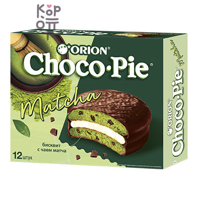 Orion — Choco Pie Matcha — Пирожное Orion Choco Pie со вкусом матча, 120 г — коробка 20 шт.