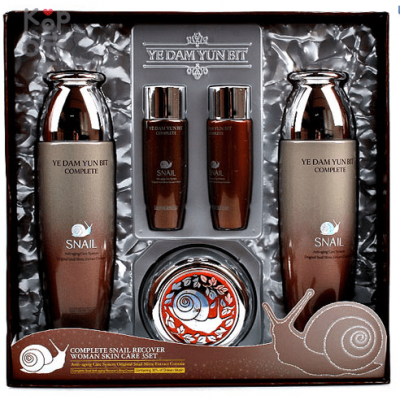 YE DAM YUN BIT Complete Snail Recover Woman 3 Set - Набор для ухода за кожей лица с муцином улитки (тонер, эмульсия, крем)