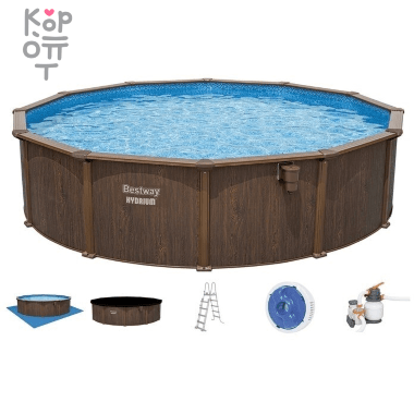 Каркасный бассейн Bestway Hydrium Frame Pool модель 56574, 360х120см(10990л.), фильтрующий насос, лестница в комплекте — Корейские товары для всей семьи(КорОпт)