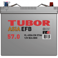 Аккумулятор TUBOR ASIA EFB 6СТ-57.0 VL B00, 57A, B24 ( L )
