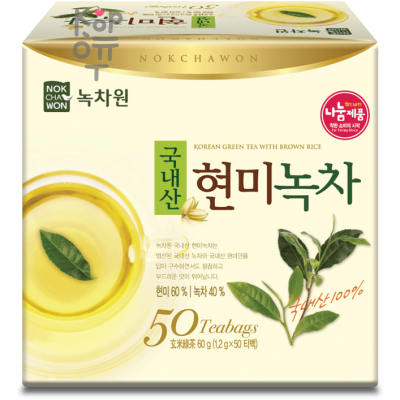 NOKCHAWON Korean Green Tea with Brown Rice Чай зеленый с коричневым рисом, 1,2 г × 50 пакетиков