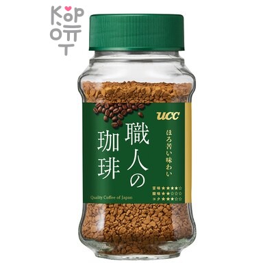 UCC — Кофе растворимый BITTER зеленый, 66 г, стеклянная банка