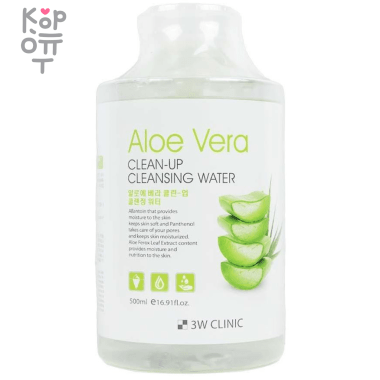 3W Clinic Clean-Up Cleansing Water - Очищающая вода для снятия макияжа 500мл. — Корейские товары для всей семьи(КорОпт)