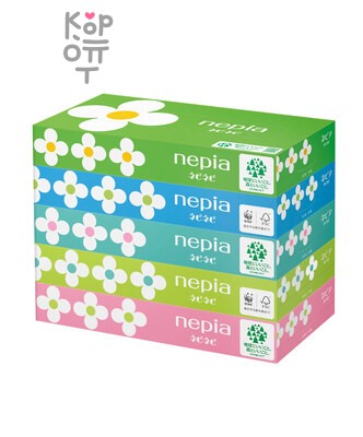 182889 "NEPIA" "nepi nepi mate" Бумажные двухслойные салфетки 150 шт. (спайка 5 пачек)
