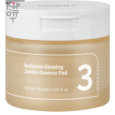 Numbuzin No.3 Radiance Glowing Jumbo Essence Pad - Тонер-пэды с ферментами для сияния кожи 150мл.*70 шт. — Корейские товары для всей семьи(КорОпт)