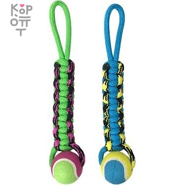 Petpark игрушка для собак Плетенка с теннисным мячом и петлей 8 см — Корейские товары для всей семьи(КорОпт)