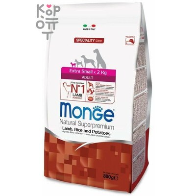 Monge Dog Speciality Extra Small корм для взрослых собак миниатюрных пород ягненок с рисом и картофелем 800г