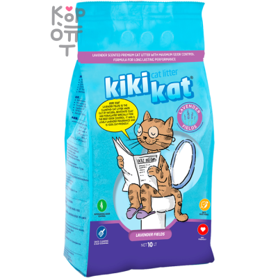KikiKat Бентонитовый наполнитель для кошачьего туалета супер-белый комкующийся с ароматом.