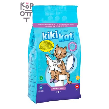 KikiKat Бентонитовый наполнитель для кошачьего туалета супер-белый комкующийся с ароматом.