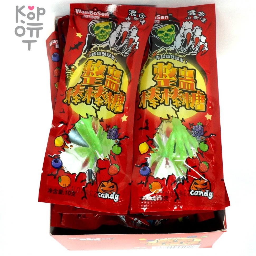 Леденец с фруктовым вкусом WanBoSen Skeleton Череп на светящейся ноге-скелете, купить с доставкой на дом фото 1 — Корейские товары для всей семьи(КорОпт)