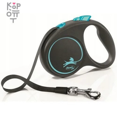 flexi рулетка Black Design S (до 15 кг) 5 м лента черный/синий