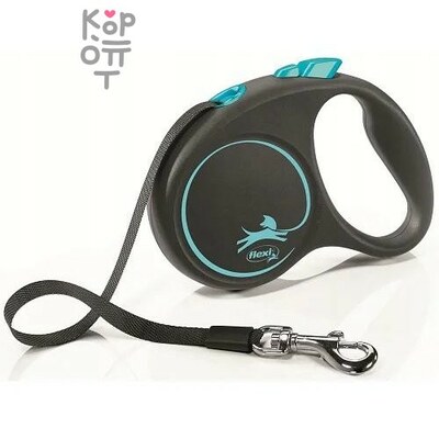 flexi рулетка Black Design S (до 15 кг) 5 м лента черный/синий