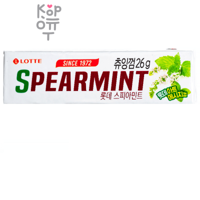 LOTTE Chewing Gum Spearmint - Жевательная резинка классическая мята, пластинки, 26гр.