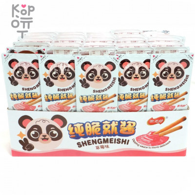 Печенье ShengMeishi Dipping Sauce Cookie Bars Kids - Бисквитное печенье Мишка с нежным клубничным соусом, 25гр.