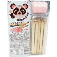 Печенье ShengMeishi Dipping Sauce Cookie Bars Kids - Бисквитное печенье Мишка с нежным клубничным соусом, 25гр.
