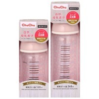 Chu Chu Baby Термостойкая Стеклянная бутылочка для кормления с силиконовой соской (с широким горлышком)