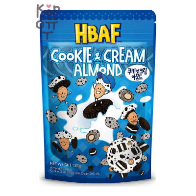 HBAF Cookie &amp; Cream Almond - Миндаль со вкусом печенья и сливок, 120 г