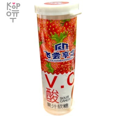 Кислые конфеты VC с взрывным вкусом Клубники &mdash; Корейские товары для всей семьи(КорОпт)