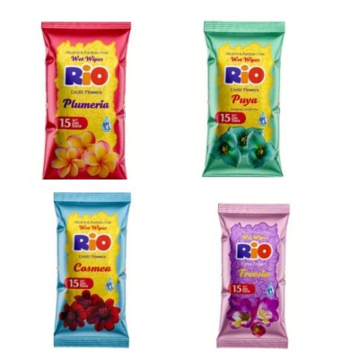 RIO влажные салфетки Цветы, 15 шт