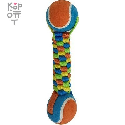 Petpark игрушка для собак Плетенка с двумя теннисными мячами 6 см, купить с доставкой на дом фото 1 — Корейские товары для всей семьи(КорОпт)