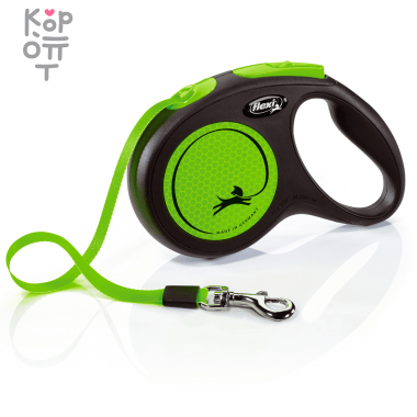 flexi рулетка Limited Edition New Neon светоотражающая лента 5м., зеленый. — Корейские товары для всей семьи(КорОпт)